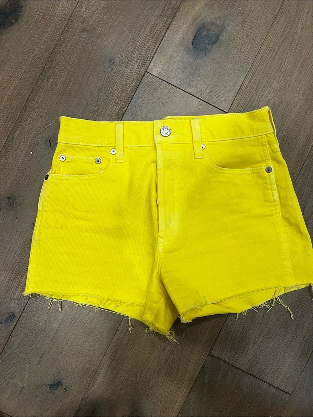 Women's Bright Yellow Denim Cutoff Shorts